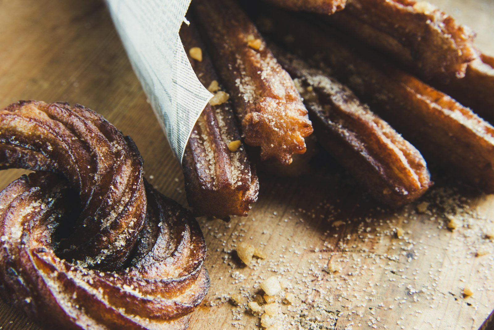 Des churros saupoudrés de sucre